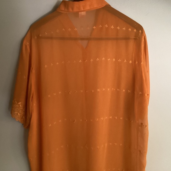Erika Brooke Ladies Semi Sheer Orange Button Down Short Sleeve Size 20 - Picture 4 of 8